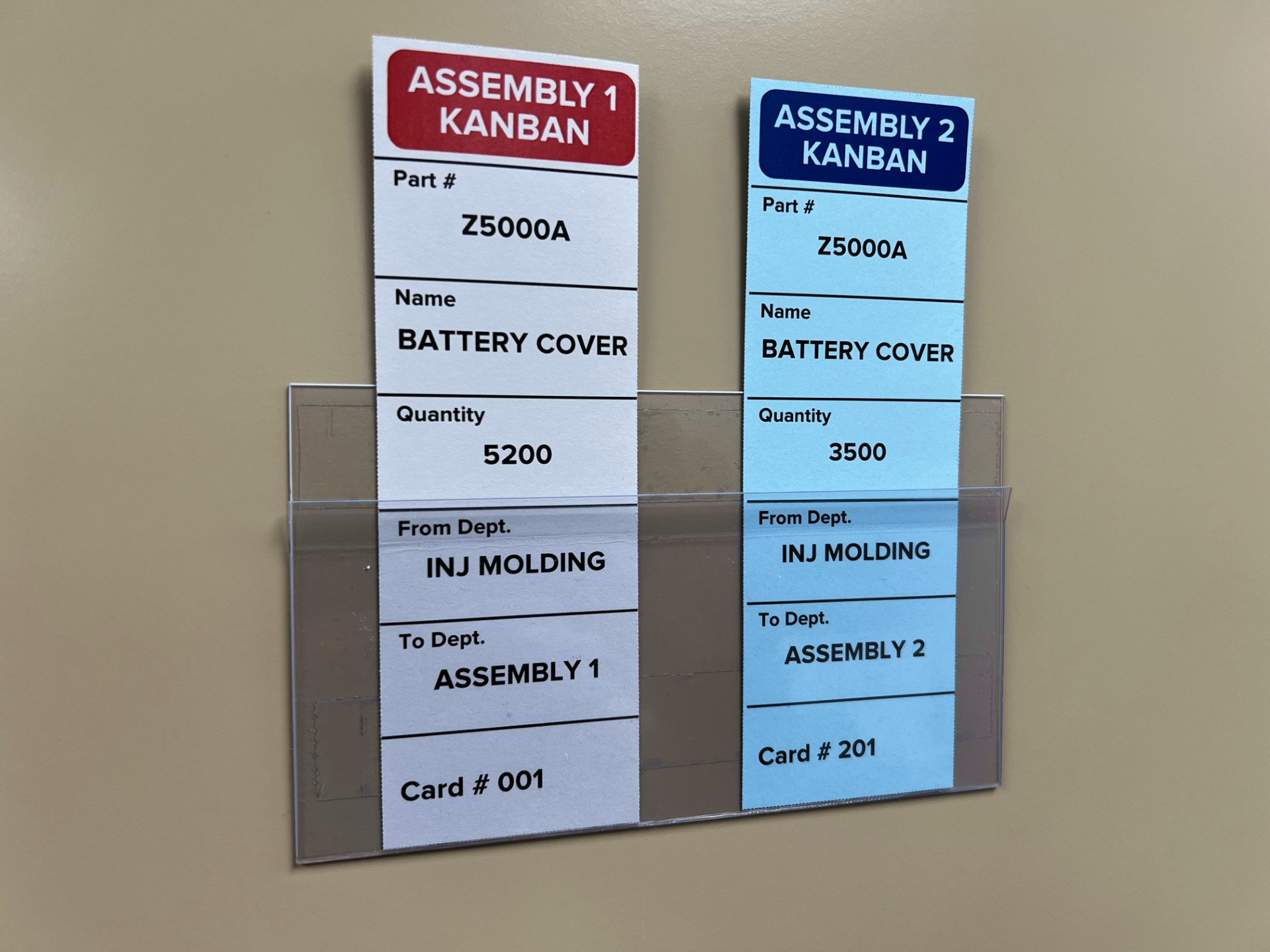 Clear grip holder with kanban cards
