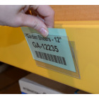 Clear plastic warehouse rack card holder