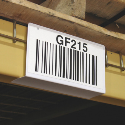 Warehouse shelf label holder for wire rack decking