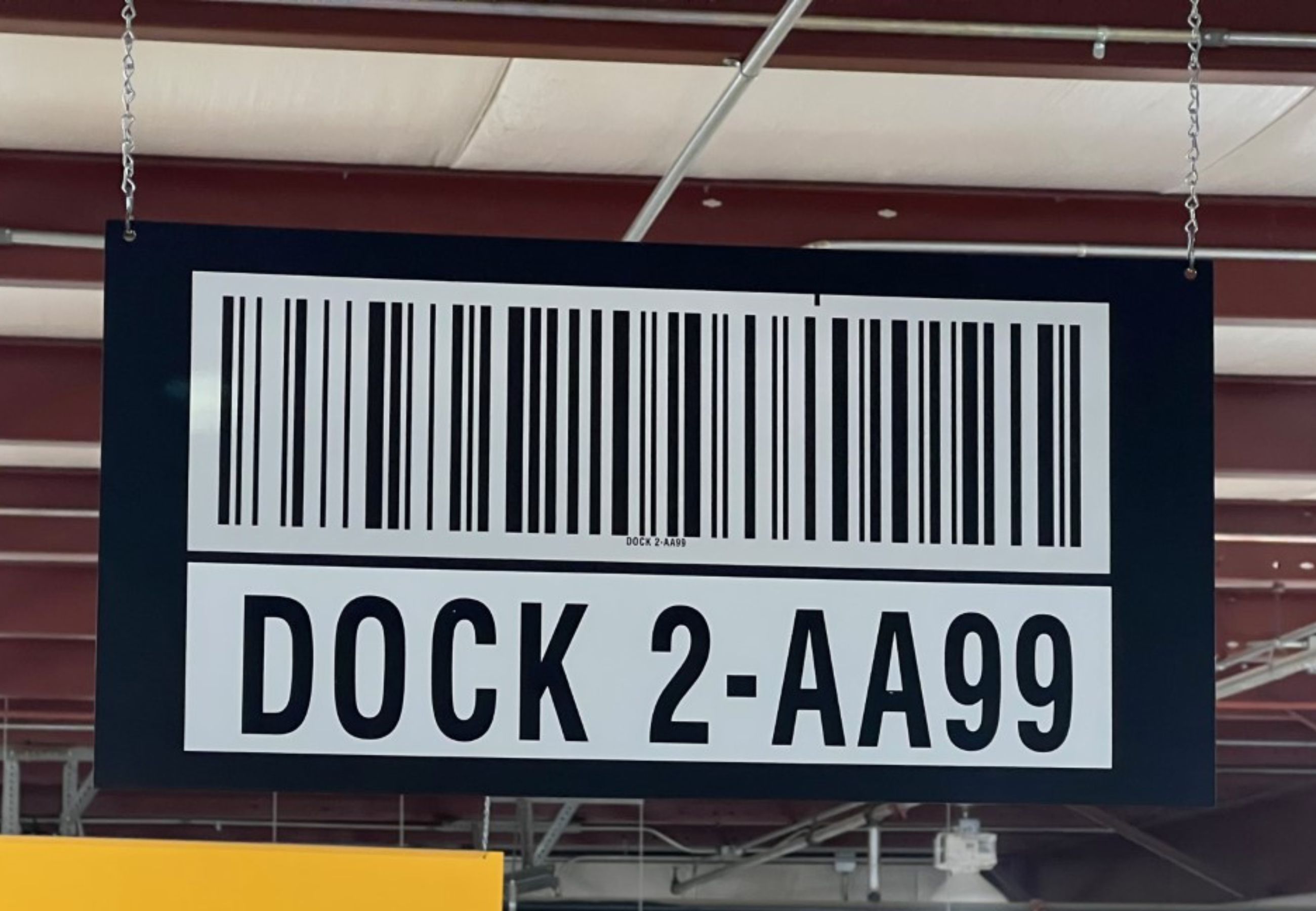 Black hanging sign w/ Labels