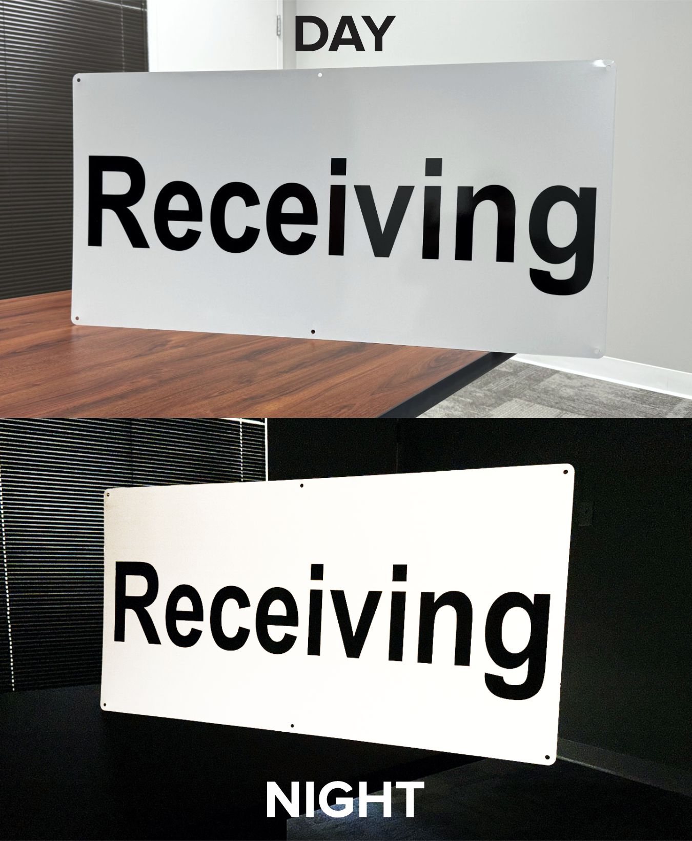Custom made aluminum warehouse metal signs