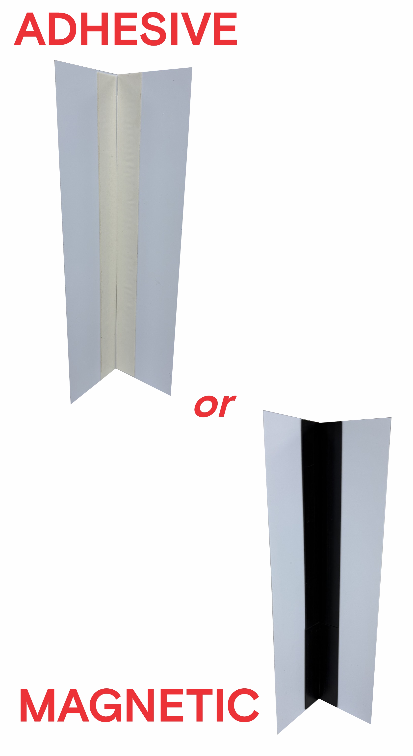 Corner rack sign adhesive or magnetic