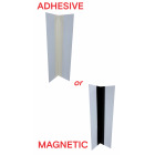 Corner rack sign adhesive or magnetic