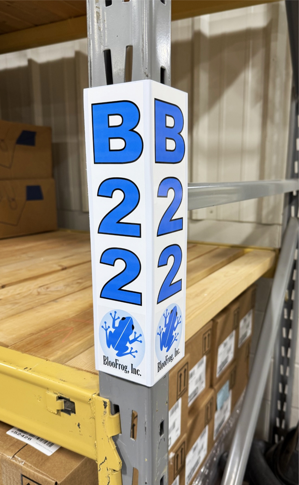 Corner rack sign with labels