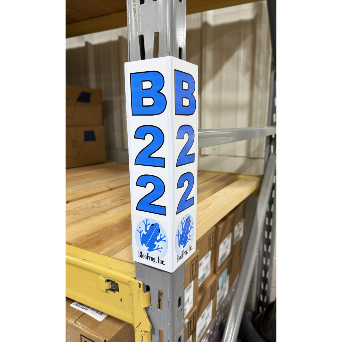 Corner rack sign with labels