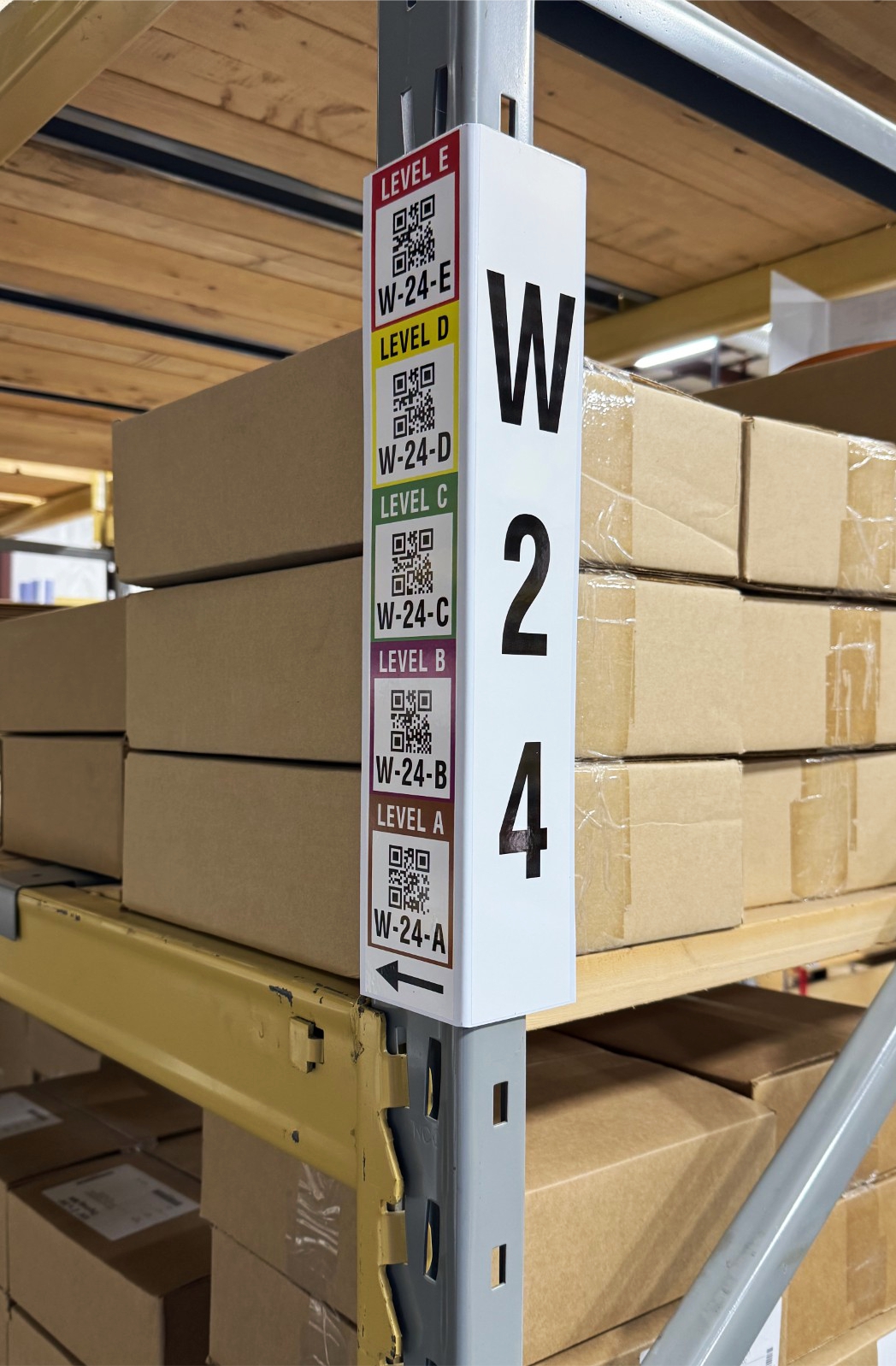 Corner rack sign with labels