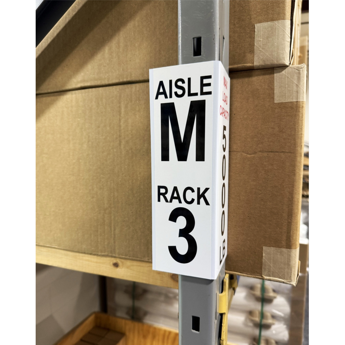 Corner rack sign with labels