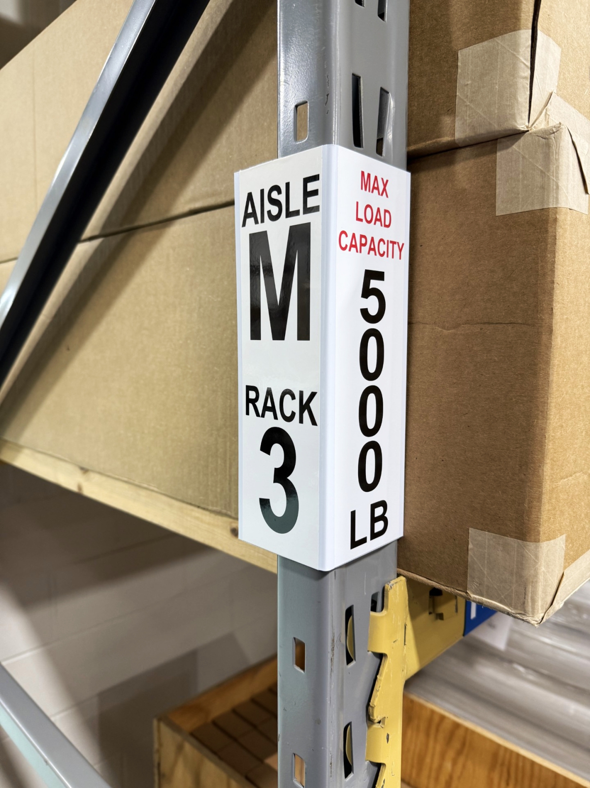 Corner rack sign with labels