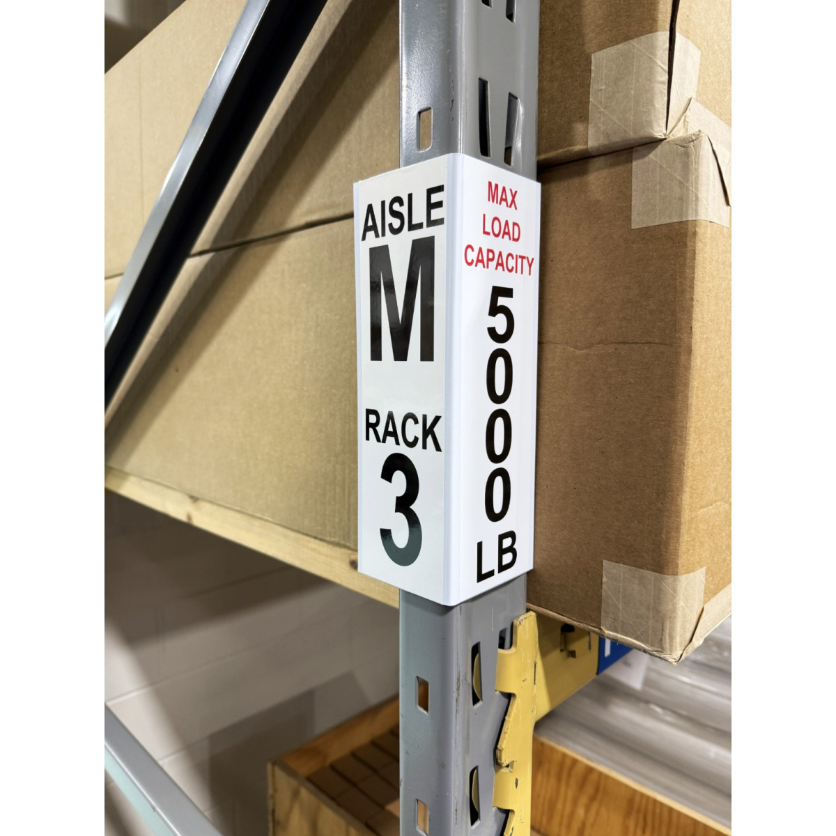 Corner rack sign with labels