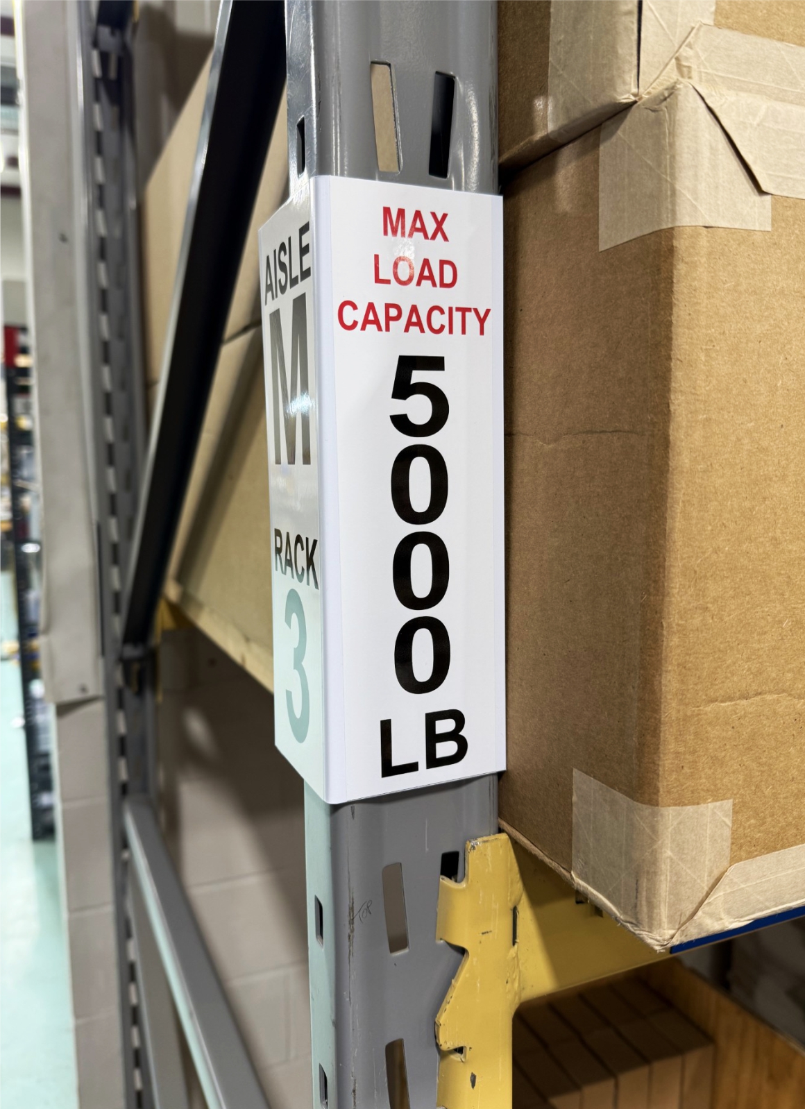 Corner rack sign with labels