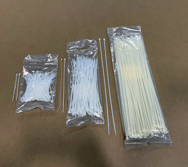 Sizes of zip ties