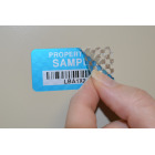 Property ID label with tamper evident pattern