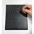Apply self-adhesive letters and numbers to racks, shelves, bins, totes, doors