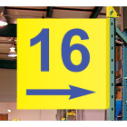 colored warehouse aisle sign with magnetic foot, color lettering