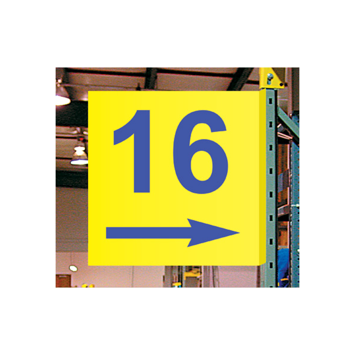 warehouse aisle color sign with magnetic foot, color lettering