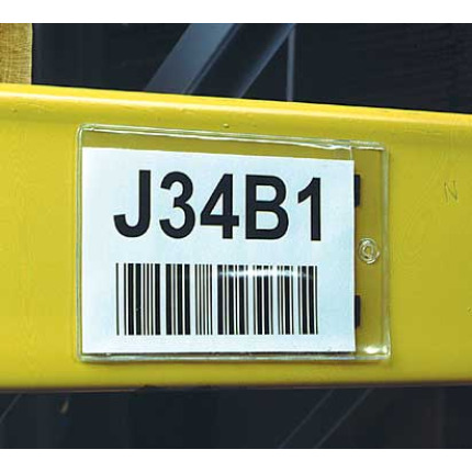 Magnet backed pouch on warehouse rack  Magnet backed pouch on warehouse rack