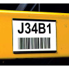 Magnetic rubber card holder with 3x5 bar code label on warehouse rack 