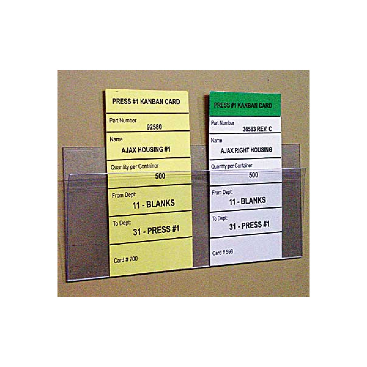 Clear grip holder with kanban card Clear grip holder with kanban card