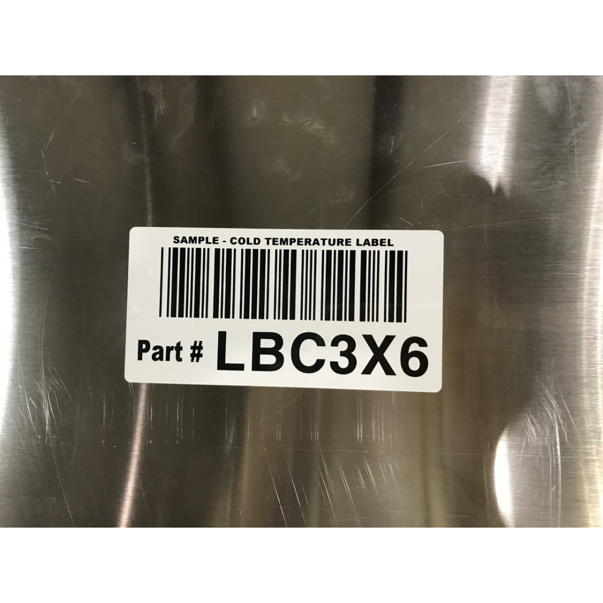 Cold Temp Label on Stainless Steel Cold Temp Label on Stainless Steel