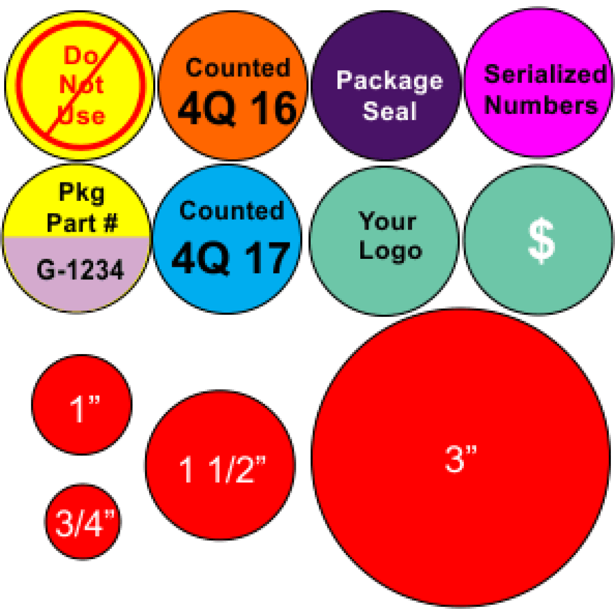 Custom Designed Circle Sticker Labels | Colored Label Stickers