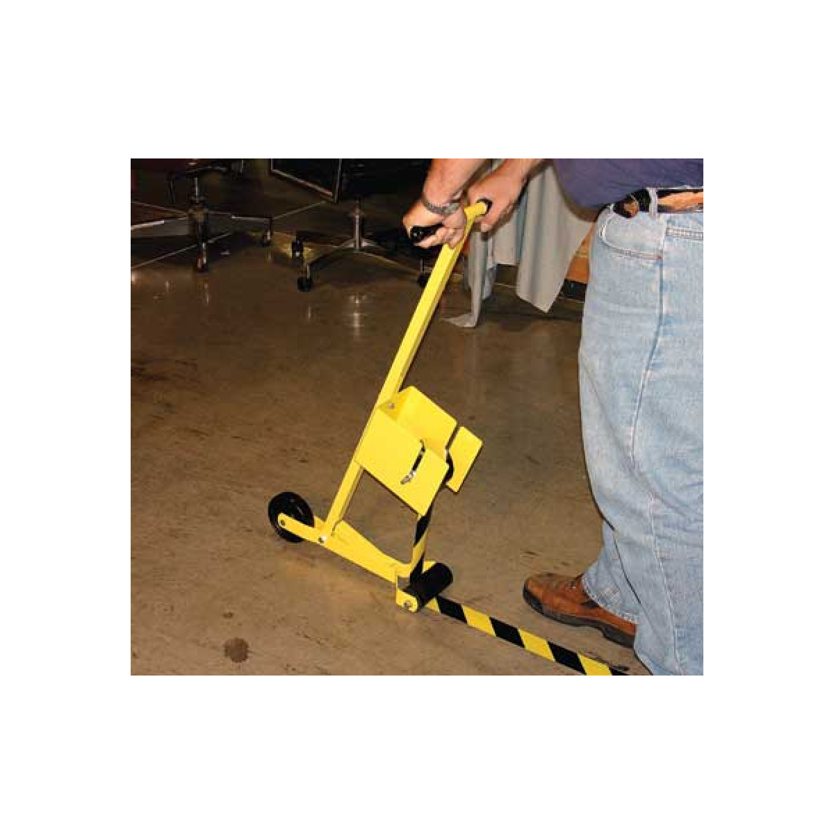 Floor marking tape applicator for warehouse