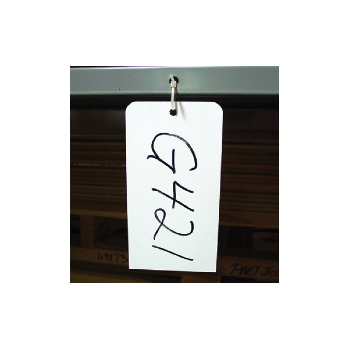 Warehouse tag with write-on surface Warehouse tag with write-on surface