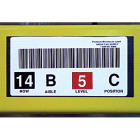 Custom printed, magnetic bar code label on rack 